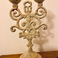 Vintage Cast Iron Candelabra Ornate Florentine Shabby Chic Candle Holder