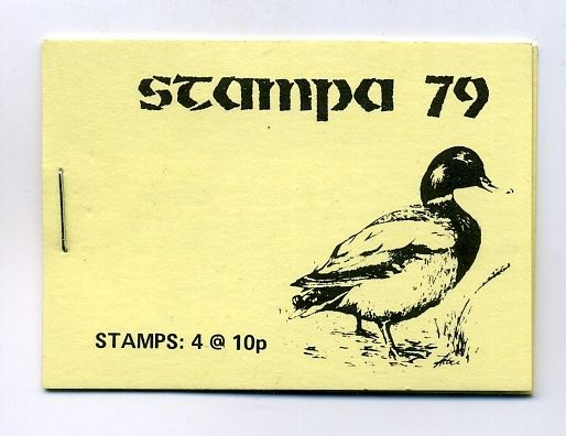 1979 Ireland Stampa Exhibition Souvenir Booklet showing duck on the font and includes X 10p Great Crested Grebe in booklet.