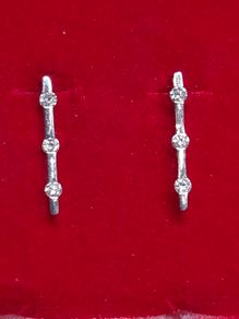 French 18ct White Gold Diamond Bar Earrings 0.06ct with Certificate