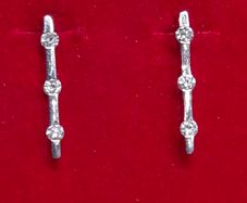 French 18ct White Gold Diamond Bar Earrings 0.06ct with Certificate