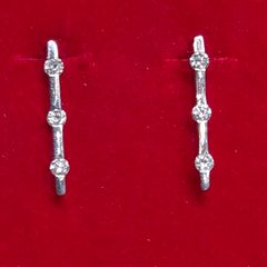French 18ct White Gold Diamond Bar Earrings 0.06ct with Certificate