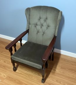 Stylish Grey Tufted High Back Armchair | Elegant & Comfortable