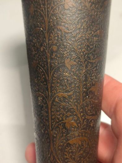 A Pair of British Raj Niello Bronze/Brass Vases