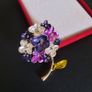 Beautiful Enamel & Crystal Blue Hydrangea Flower Brooch Shawl Pin Jewellery Image 2