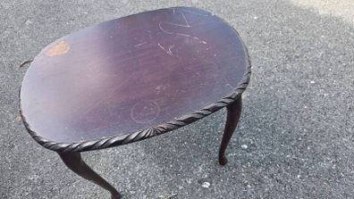 Vintage Dark Wood Occasional Side Table Queen Anne Style