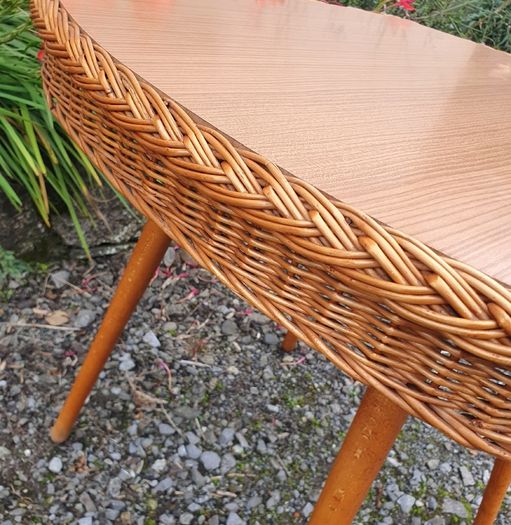 Very Rare Mid Century Wicker Table
