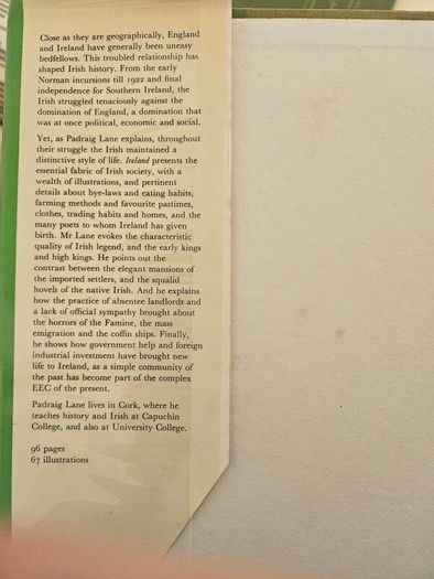 Ireland.  Past Into Present. By Padraig Lane. First Edition Large Volume Hardback With Dustjacket In Good Condition.  See Photos For Same.