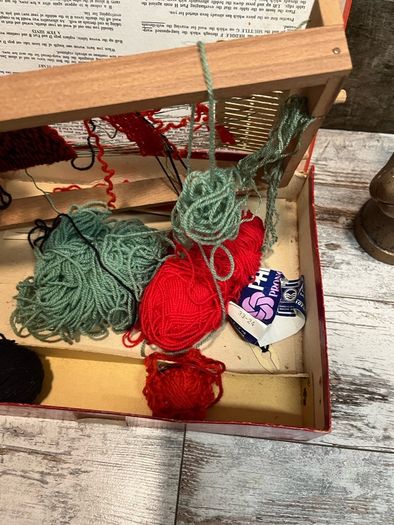 vintage wool weaving loom