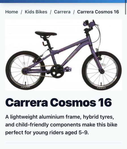 Carrera cosmos 16 bike