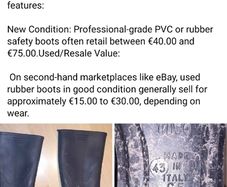 BOOTS (SIZE 9) TIVO brand rubber rain boots, produced in Italy.