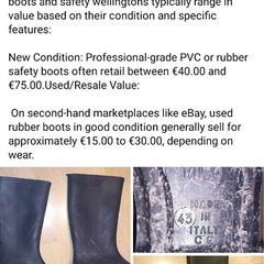 BOOTS (SIZE 9) TIVO brand rubber rain boots, produced in Italy.