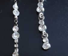 Mismatched silver tone metal & crystal drop  earrings