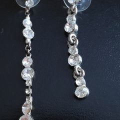 Mismatched silver tone metal & crystal drop  earrings