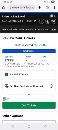 Pitbull Marlay Park 2 Standing Tickets