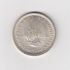 South Africa 5 Shillings 1952, 50% Silver Coin (no. G1)