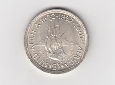 South Africa 5 Shillings 1952, 50% Silver Coin (no. G1)