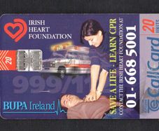 1999 Ireland 10 unit The Irish Heart Foundation and BUPA Ireland to promote the use of basic and simple lifesaving CPR skills (Schlumberger SC7) Call Card Used