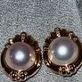Tasaki Mabe Pearl Gold Diamond Earrings Image 4
