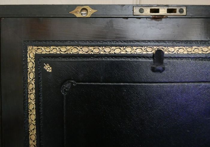 Antique Victorian  Brass Bounded Writing Box (WITH A KEY) 16" X 9" X 6,5"