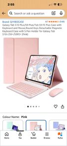Galaxy Tab S10 Plus/S9 Plus/Tab S9 FE Plus Case with Keyboard and Mouse,Round Keys Detachable Magnetic Keyboard Case with S Pen Holder for Galaxy Tab S10+/S9+/S9FE+ (Pink)