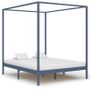Canopy Bed Frame Grey Solid Pine Wood 6FT Super King Image 5