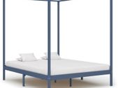 Canopy Bed Frame Grey Solid Pine Wood 6FT Super King
