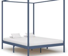 Canopy Bed Frame Grey Solid Pine Wood 6FT Super King