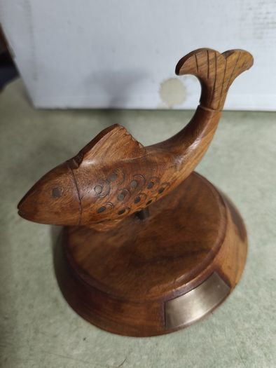 Wooden Fish on wood plinth home decore