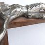 Vintage Wall Hanging Crucifix Wood Cross Heavy Metal Jesus length 12" Image 6