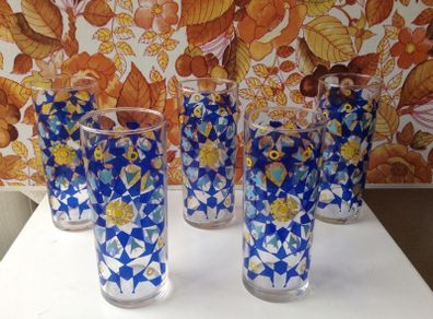 Stunning Set of 1970s Retro Psychedelic Glass