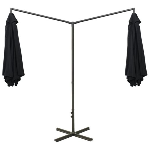Double Parasol with Steel Pole Black 600 cm
