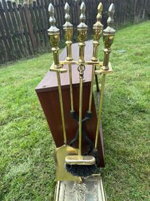Vintage Brass Fireside Companion Set