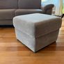 Two-seater sofa and foot stool taupe velvet Image 6