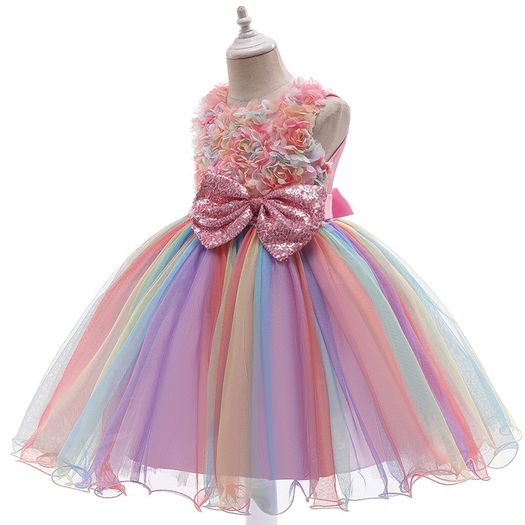 New Girl Embroidered Formal Princess Elegant Birthday Party Dress Size 5-6Years