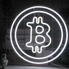 Bitcoin Led Neon Signs White Neon Light Sign Virtual Currency Shape USB Neon Wall Light Signs Wall Art for Bitcoin Fans Bedroom Office Bank Financial Company Shop Decoration (FREE POSTAGE)