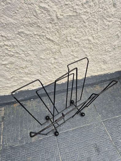 Atomic MidCentury Vintage retro black metal 1950s magazine rack