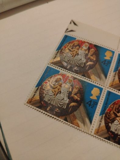 Block of UK 1974 Royal Mail Christmas Stamp 4.5p