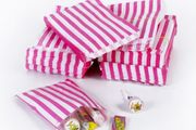 Pink stripe counter bags lot of 200 ideal for candy weddings parties candy cart shop small retails and sweet shops SIZE 5x7 inches