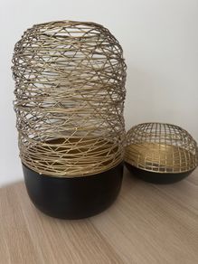 Decorative Black and Gold Candle Holders Lanterns