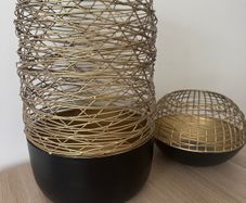 Decorative Black and Gold Candle Holders Lanterns