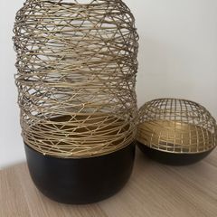 Decorative Black and Gold Candle Holders Lanterns
