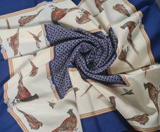 Laura Borghese Vintage Scarf, bird print, made in Italy