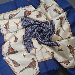 Laura Borghese Vintage Scarf, bird print, made in Italy