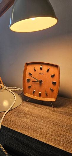 Kienzle wooden tripod clock vintage mid century