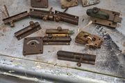 Antique Brass Door Lock Bolts Etc., Postage available or Collection