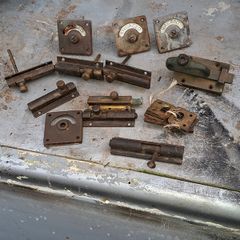 Antique Brass Door Lock Bolts Etc., Postage available or Collection