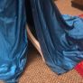 Teal Lace Mermaid Debs Dress Formal Evening Gown Side Split Maxi UK 12 Image 4