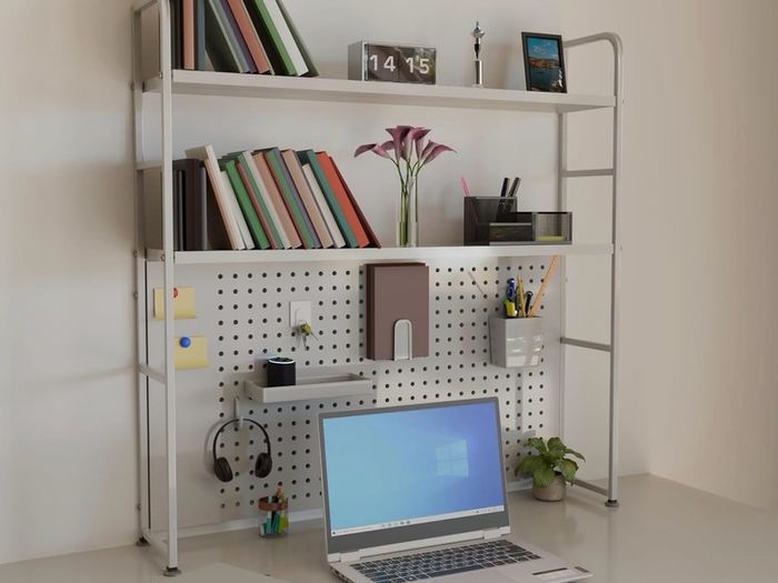 2 tier Desk Bookcase With Pegboard