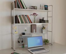 2 tier Desk Bookcase With Pegboard