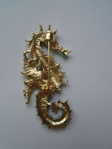 Seahorse enamel brooch, Jewellery, Brooch, Gift